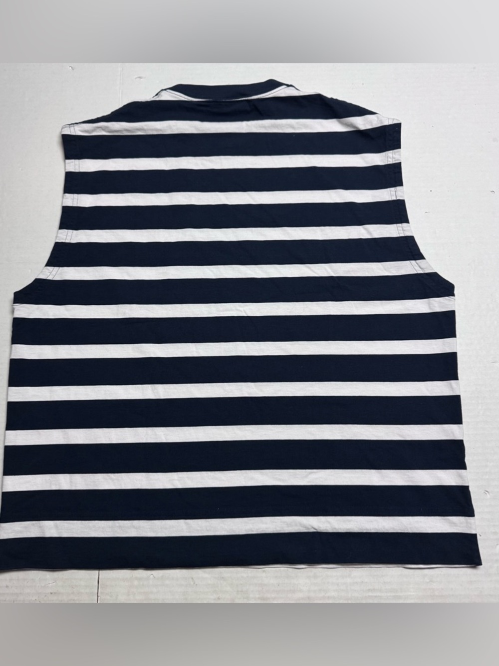 COS Relaxed Cotton-Crepe Tank Top In Navy White Stripe Size: Large - Picture 3 of 13